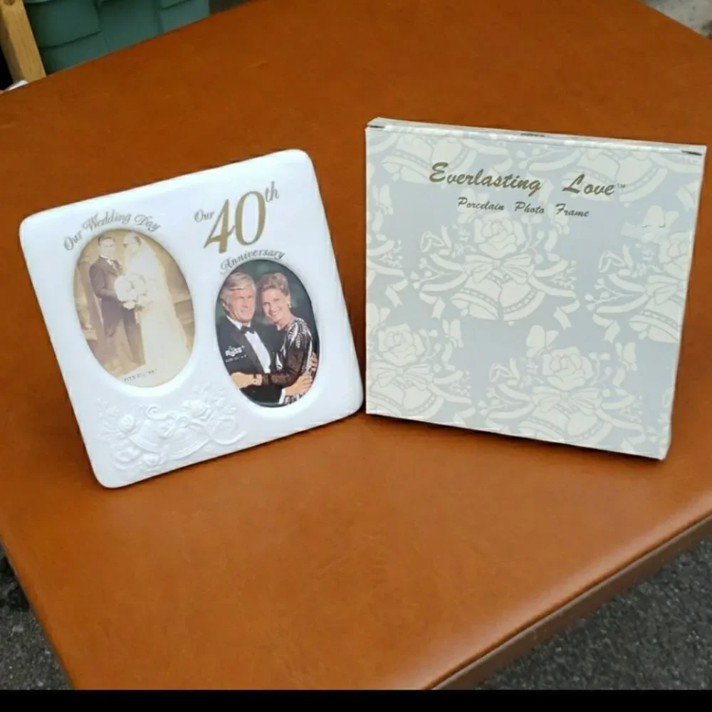 New in Box 40th Anniversary Ceramic Picture Frame
